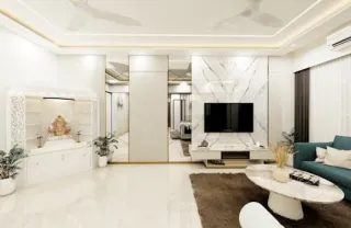 Living room interior of a 4 BHK at Golden Avenue Riverside City